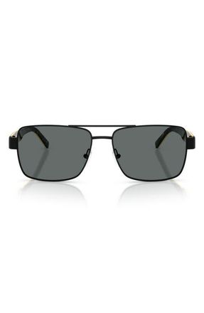Ferrari 59mm Polarized Rectangular Sunglasses in Black Matte /Polar Dark Grey at Nordstrom