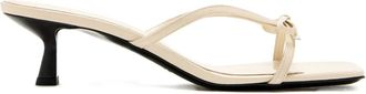 Anine Bing 55mm bow-detail square-toe sandals - women - Patent Calf Leather/Calf Leather/Calf Leather - 37 - Neutrals