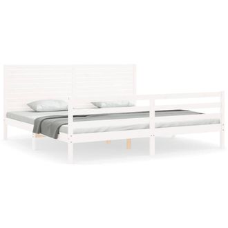 Berkfield Home Bed Frame with Headboard White 200x200 cm Solid Wood