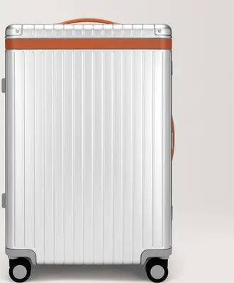 Carl Friedrik Check-in Luggage - Hard case in Aluminium - Silver / Cognac Brown