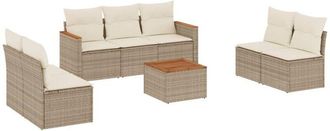 vidaXL Juego De Sof&aacute;s De Jard&iacute;n Con Cojines Beige 8 Pzas Rat&aacute;n Pe Vidaxl