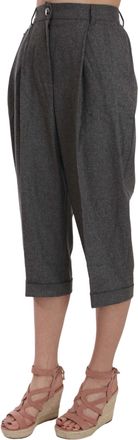 Dolce & Gabbana Womens Wool Cropped Trouser Pleated Pant Gray Virgin Cashmere