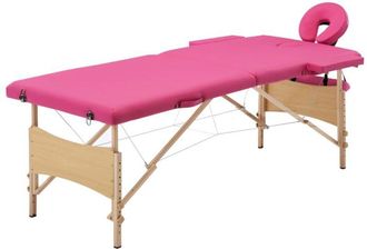 vidaXL Lettino da Massaggio a 2 Sezioni in Legno Rosa - Vidaxl