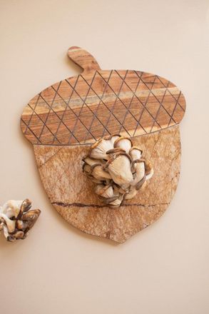 Kalalou Acacia Wood And Marble Acorn Serving Board