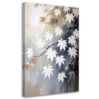 Feeby Impresi&oacute;n De Imagen Hojas De Arce Japon&eacute;s Blanco Y Beige 70x100