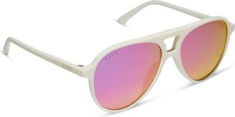 DIFF Eyewear Womens Tosca Ii Sunglasses In Matte White Pink Rush Mirror