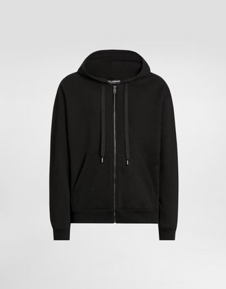 Dolce & Gabbana Brushed Hooded Sweatshirt - Man Sweatshirts Black 46