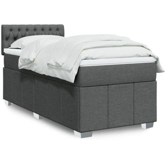 vidaXL Cama Box Spring Con Colch&oacute;n Tela Gris Oscuro 90x200 Cm Vidaxl