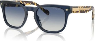 Vogue Eyewear Retro vierkante acetaat zonnebril met metalen details - unisex - Zonnebrillen - Blauw - 55 MM - Accessoires