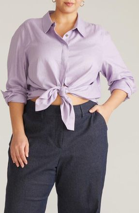 Universal Standard Elbe Long Sleeve Button-Up Shirt in Purple Rose at Nordstrom, Size Xs
