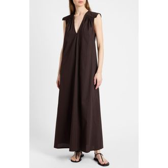 Santorelli Niu Cap Sleeve Maxi Dress in Coffee at Nordstrom, Size X-Small