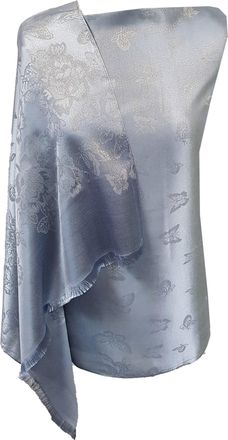 World of Shawls Shimmery Butterfly Lightweight Silky Pashmina Feel Shawl Wrap Stole (Ice Blue)