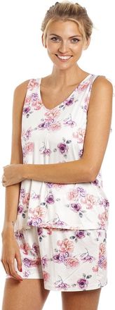 Camille Womens Floral Short Pyjama Set - Ladies Lightweight & Breathable Pyjama with Elasticated Shorts for Comfort and Style Cream 18-20