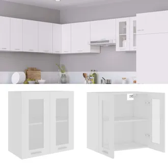 vidaXL Mobile Pensile Con Vetro lyon Bianco 60x31x60 Cm - Vidaxl