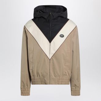 Valentino Schwarze Butter- und Kameljacke mit Vlogo-Aufn&auml;her