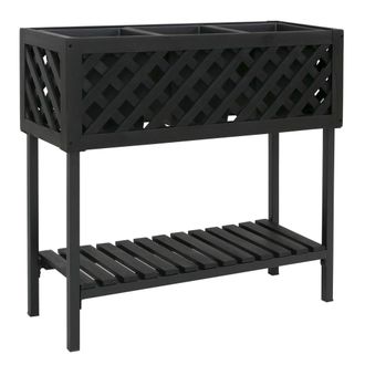 Hhg [nunca Usado] Jardinera Hhg-468, Maceta Para Flores Y Plantas, Para Interior Y Exterior, De Madera De Acacia Con Certificaci&oacute;n Mvg, 78 X 82 X 32 Cm, N