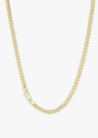 Melinda Maria Womens Julian Pav&eacute; Lock Necklace - 5Mm In Gold/white