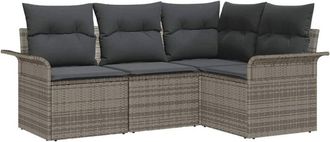 vidaXL Vidaxl - Conjunto De Sof&aacute; De Jard&iacute;n Con Coj&iacute;n 4 Pcs Gris Polirat&aacute;n