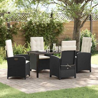 vidaXL Vidaxl - Conjunto De Comedor De Jard&iacute;n 5 Pcs Negro Rat&aacute;n Sint&eacute;tico