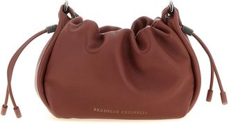 Brunello Cucinelli Maroon Mellow Mini Bucket Bag
