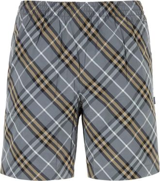 Burberry Check Zwempak - Heren - Strandmode - Grijs - L - Nylon - Badmode