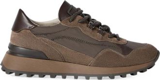 Brunello Cucinelli Suede And Techno Cotton Runners With Shiny Detail Sneakers