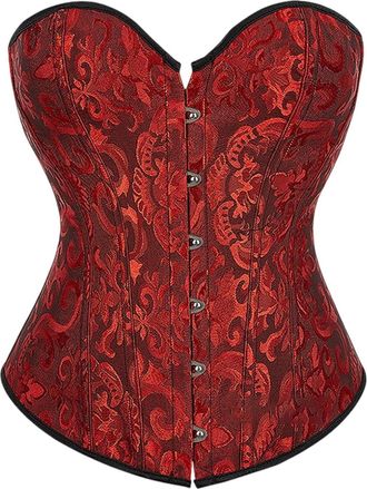 Generic Womens Lace Up Boned Overbust Corset Plus Size Halloween Gothic Corsets Cinchers Overbust Bodysuit Seamless Butt Lifter with Snap Closure Bustier Ling