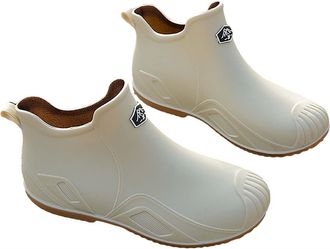 Generic Womens Rain Boots Waterproof Platform Rubber Rain Shoes Ankle Garden Boots Comfortable Short Shoes for Outdoor Work (Beige, 8.5)