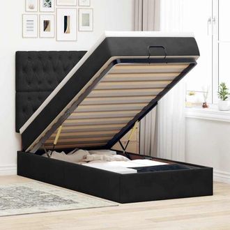 vidaXL Vidaxl - Estructura Cama Otomana Colchones Terciopelo Negra 80x200cm