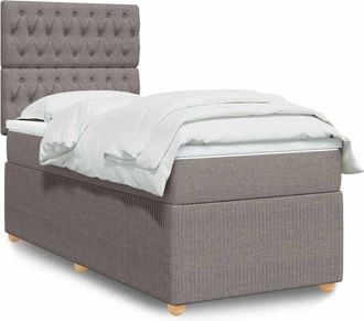 vidaXL Cama Box Spring Con Colch&oacute;n Tela Gris Taupe 80x200 Cm Vidaxl