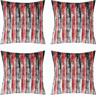 OEM Funda De Almohada Infantil Reversible Con Degradado Rojo Y Negro, 45 X 45 Cm, Juego De 4 Piezas, Estampado Geom&eacute;trico Abstracto A Rayas - Compatible C
