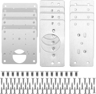 OEM Placas De Reparaci&oacute;n De Bisagras - Piezas De Montaje Para Armarios - Reparaci&oacute;n De Muebles - Acero Inoxidable - 10x10 Mm - Color Plata