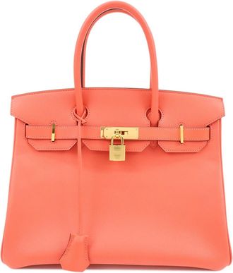 Herm&egrave;s Birkin Pink Epsom With Gold Hardware Pink Leather Handbag (Pre-Owned)