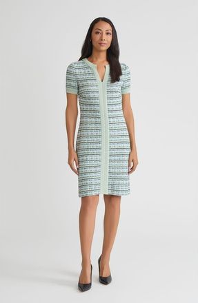 Misook Plaid Textured Knit Sheath Dress in Fresh Mint/mystic Green at Nordstrom, Size Xx-Large