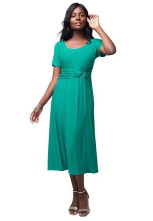 Jessica London Buckle Midi Dress in Aqua Sea at Nordstrom, Size 28