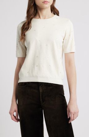 Frame Denim The Droplet Silk & Cotton Sweater in White at Nordstrom, Size Medium