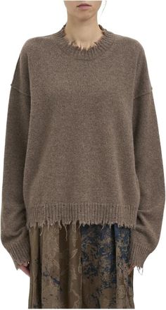 Uma Wang Maglia Girocollo in Cashmere - - Knitwear - Donna - Marrone - M