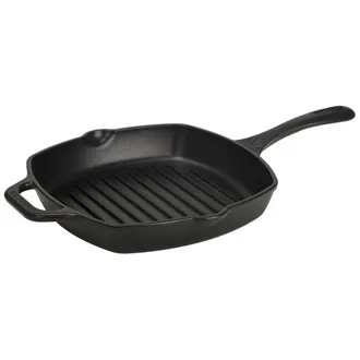Victoria Victoria - 39561 Sart&eacute;n Grill Hierro Fundido Esmaltado Inducci&oacute;n 25x25cm Apta Fuego Barbacoa, Cast Iron Skillet Negro