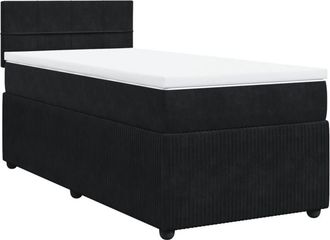 vidaXL Cama Box Spring Con Colch&oacute;n Terciopelo Negro 100x200 Cm Vidaxl