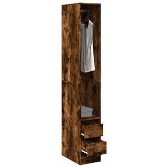 Berkfield Home Wardrobe Smoked Oak 30x50x200 cm Engineered Wood in Brown | Size: 30 x 50 x 200 cm
