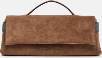 Brunello Cucinelli Clutch Essence Small de ante con cuentas Monili