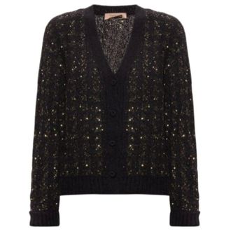 Twinset C&aacute;rdigan de punto jacquard con estampado de pata de gallo - Knitwear - Mujer - Negro - M
