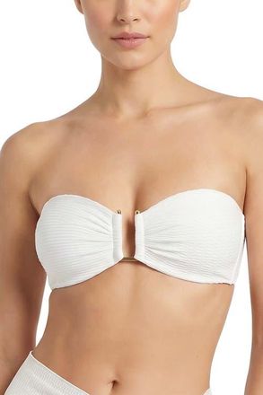 Change of Scenery Gina U-Bar Bandeau Bikini Top in Ivory/gold Metallic at Nordstrom, Size Medium