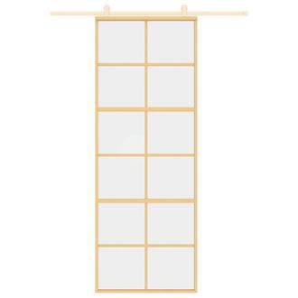 Berkfield Home Sliding Door Gold 76x205 cm Clear ESG Glass & Aluminium