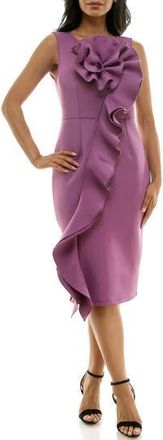 Nina Leonard Oversize Rosette Ruffle Sheath Dress in Orchid Fizz at Nordstrom Rack, Size Small