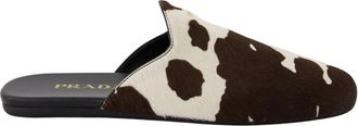 Prada Gedrukte Koe Muiltjes - Dames - Slip ons - Bruin - 36 EU - Schoenen