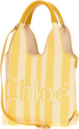 Chlo&eacute; Womens Embroidered Canvas Chlo&atilde;&copy; Stripy Handbag Radiantyellow Borse A Mano Bag