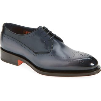 Santoni Imperialde Wingtip Derby in Light Blue at Nordstrom, Size 10.5
