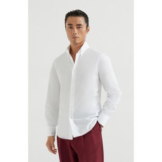 Brunello Cucinelli Button-down collar shirt in White at Nordstrom, Size Xxx-Large Eu