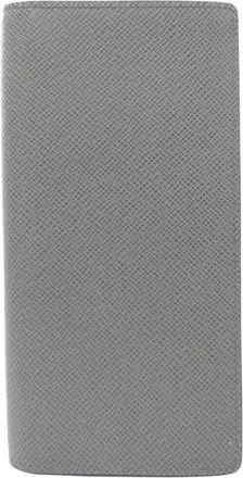 Louis Vuitton Gray Navy Leather Long Wallet (Bi-Fold) (Pre-Owned)